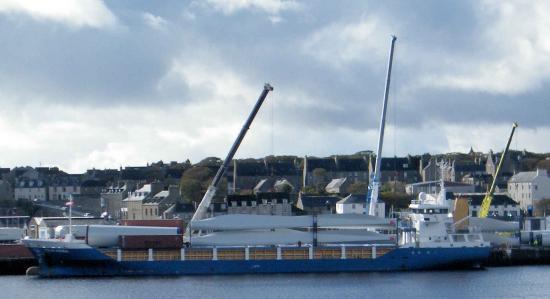 Photograph of Turbines Move From Wick Harbour To Camster Wind Farm