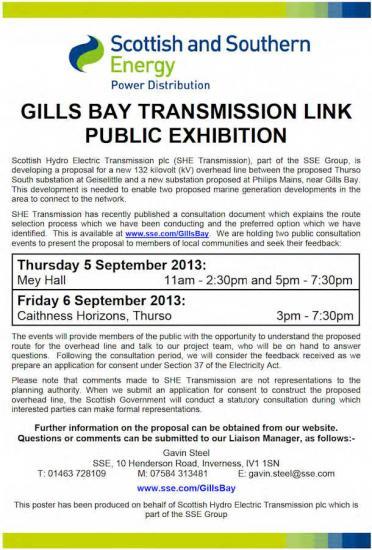 Photograph of Gills Bay Transmission For Marine Generation - Public Exhibition